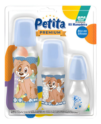 Kit 3 Mamadeira Petita Bico de Silicone 240 ml 140 ml 60 ml