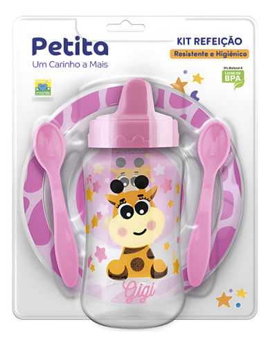 Kit Refeição Infantil Copo de Treinamento c/ Válvula Prato