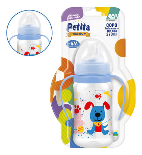 Copo Treinamento Alça e Bico de Silicone Antivazamento 270ml
