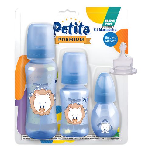 Kit 3 Mamadeiras Premium com Bico orto em Silicone Petita