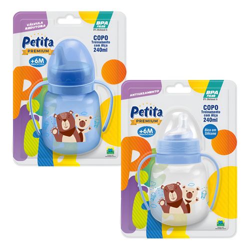 Kit 2 Copos Treinamento com Alça Bico Rígido e Macio 240ml Kit 2 Copos Treinamento com Alça Bico Rígido e Macio 240ml