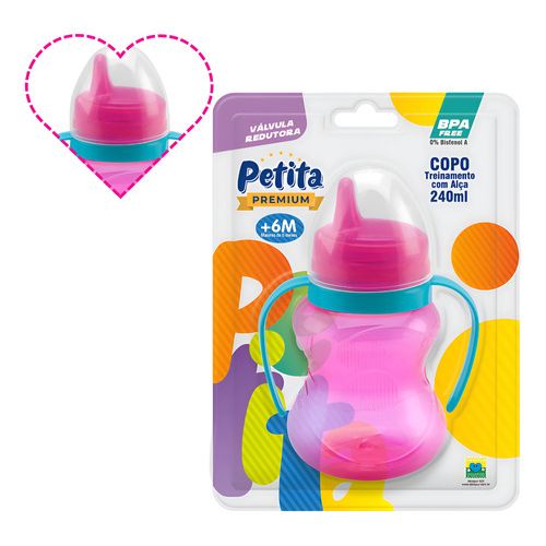 Copo Treinamento com Relevo Válvula Alça e Bico Rígido 240ml Copo Treinamento com Relevo Válvula Alça e Bico Rígido 240ml