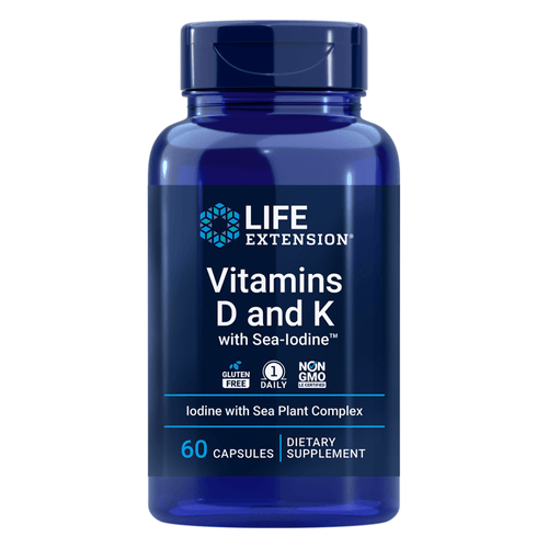 Vitaminas D e K 125mcg 5000UI 60 Cápsulas Life Extension Vitaminas D e K 125mcg 5000UI 60 Cápsulas Life Extension