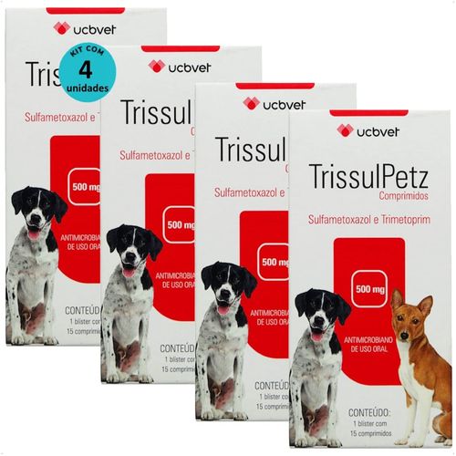 TRISSULPETZ 500MG COM 15 COMPRIMIDOS PARA CÃES UCBVET KIT COM 4 TRISSULPETZ 500MG COM 15 COMPRIMIDOS PARA CÃES UCBVET KIT COM 4