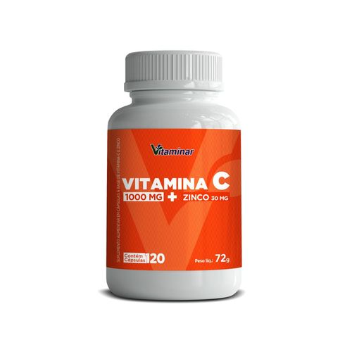 Vitamina C 1000mg + Zinco 30mg - 120 Cápsulas Vitaminar Vitamina C 1000mg + Zinco 30mg - 120 Cápsulas Vitaminar