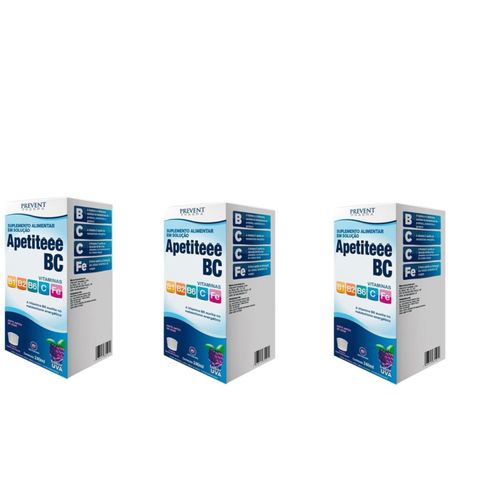 Kit C/3 Apetiteee BC Uva 240 ML Vitamina C+ B1 B2 B6 - Prevent