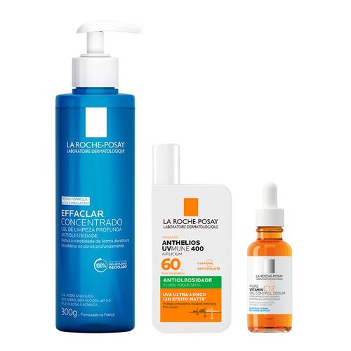 Kit-La-Roche-Posay-Gel-Effaclar-Serum-Pure-Vitamin-C12-Protetor-FPS-60-Arlicilium Kit-La-Roche-Posay-Gel-Effaclar-Serum-Pure-Vitamin-C12-Protetor-FPS-60-Arlicilium