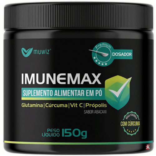 IMUNEMAX - CURCUMA + GLUTAMINA + PROPOLIS + VIT C 150G SABOR ABACAXI - MUWIZ IMUNEMAX - CURCUMA + GLUTAMINA + PROPOLIS + VIT C 150G SABOR ABACAXI - MUWIZ