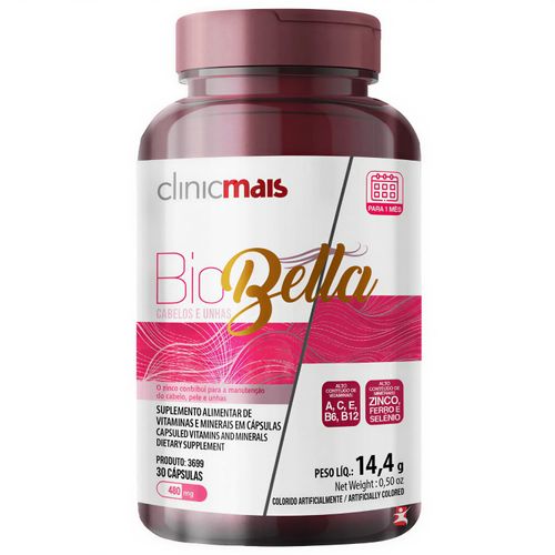 BIOBELLA CABELOS E UNHAS VITAMINAS E MINERAIS 1 AO DIA 30 CAPS - CLINICMAIS