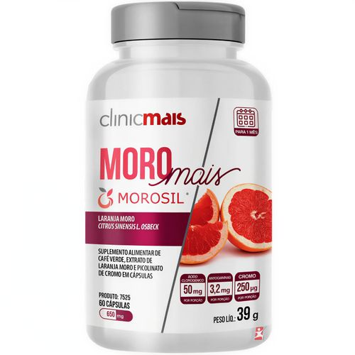 MORO MAIS MOROSIL LARANJA MORO + CAFÉ VERDE + PICOLINATO DE CROMO 60 CAPSULAS - CLINICMAIS MORO MAIS MOROSIL LARANJA MORO + CAFÉ VERDE + PICOLINATO DE CROMO 60 CAPSULAS - CLINICMAIS