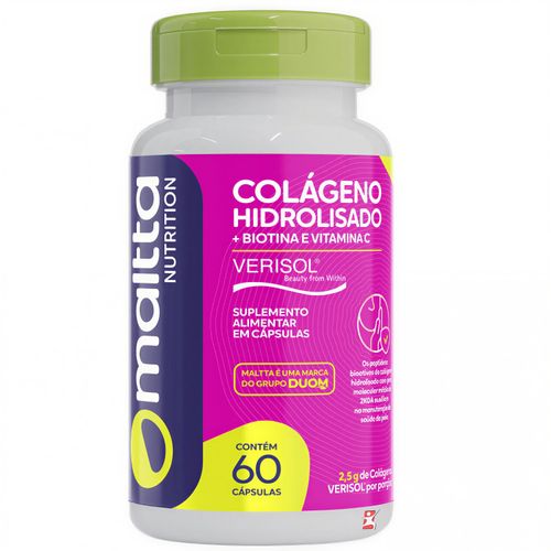COLAGENO HIDROLISADO VERISOL + BIOTINA + VITAMINA C 60 CÁPSULAS - MALTTA NUTRITION