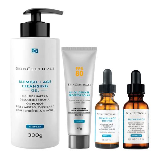 Kit-Skinceuticals-Gel-Serum-Silymarin-Serum-Blemish-Age-Defense-Protetor-FPS-80