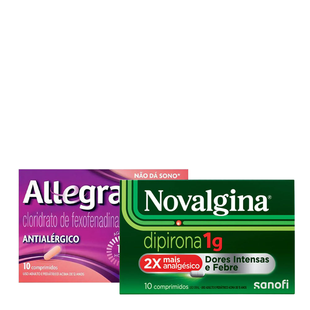 Kit Antialérgico Allegra 60mg 10 Comprimidos + Analgésico Novalgina 1g 10 comprimidos