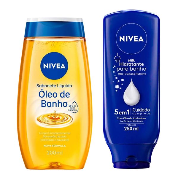 Kit Nivea Óleo de Banho 200ml + Hidratante Para Banho Body Milk 250ml