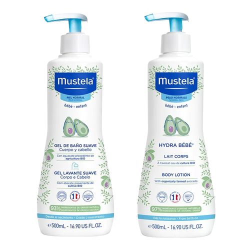 Kit-Mustela-Bebe-Abacate-Organico-Gel-Lavante-Creme-Hidratante-500ml-Cada