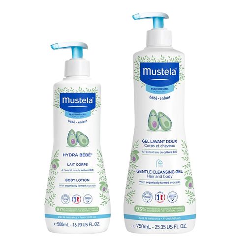 Kit-Mustela-Bebe-com-Abacate-Organico-Gel-Lavante-750ml-Hidratante-500ml
