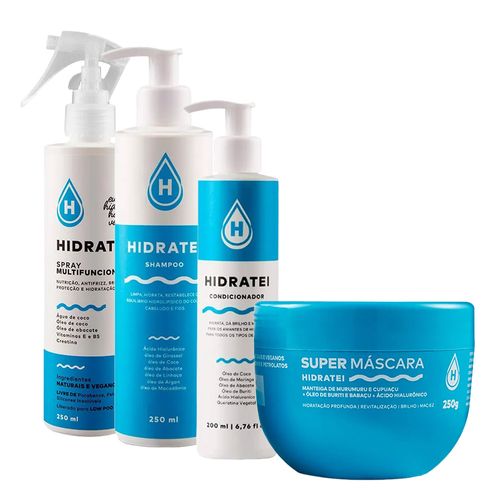 Kit-Hidratei-Multifuncional-Mascara-Shampoo-Condicionador-Spray-Capilar