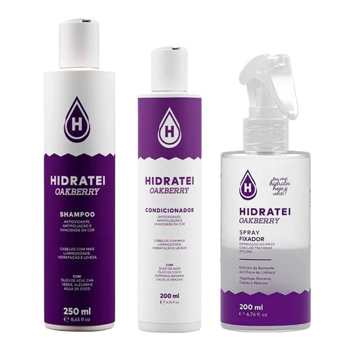 Kit-Hidratei-Oakberry-Leave-In-Fixador-200ml-Shampoo-250ml-Condicionador-200ml Kit-Hidratei-Oakberry-Leave-In-Fixador-200ml-Shampoo-250ml-Condicionador-200ml