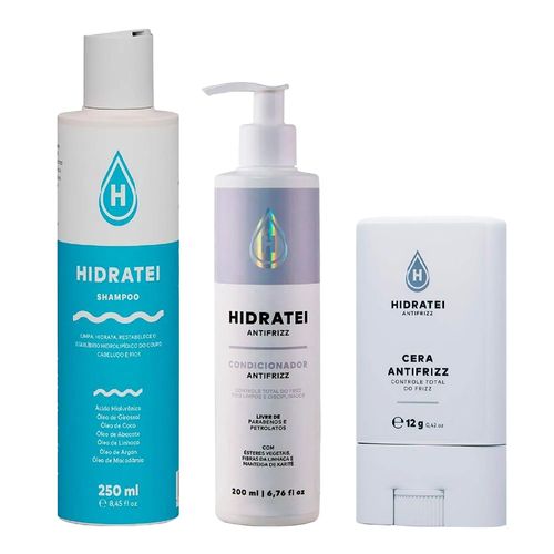 Kit-Hidratei-Antifrizz-Cera-Bastao-12g-Shampoo-250ml-Condicionador-200ml