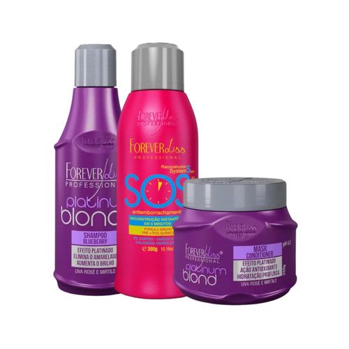 Kit Forever Liss Platinum Blond SOS (3 Produtos) Kit Forever Liss Platinum Blond SOS (3 Produtos)