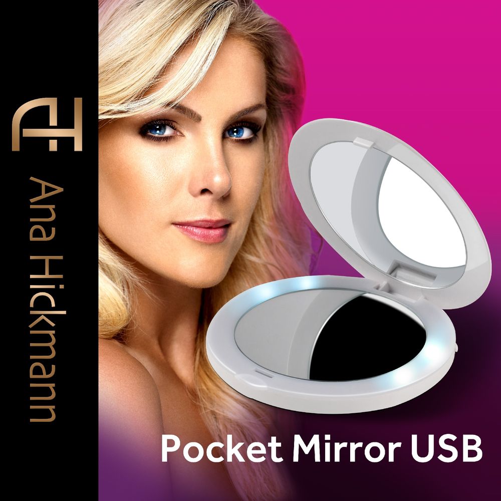 Espelho Ana Hickmann com LED Pocket Mirror USB Relaxbeauty