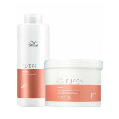 Kit Wella Fusion Shampoo 1 Litro e Máscara 500 ml Kit Wella Fusion Shampoo 1 Litro e Máscara 500 ml