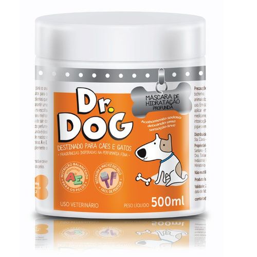 Máscara de Hidratação Cães e Gatos Dr. Dog com Óleo de Coco, +Brilho, Desembaraço e Recuperação da Pelagem, Hipoalergêni