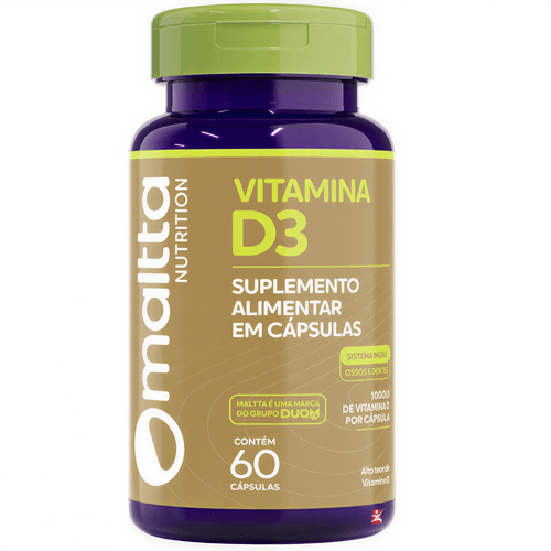 VITAMINA D3 1000UI COLECALCIFEROL 1 AO DIA 60 CÁPSULAS - MALTTA NUTRITION