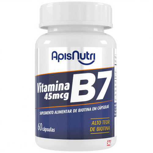 VITAMINA B7 D-BIOTINA CONCENTRADA CABELO PELE E UNHAS 60 CAPSULAS - APISNUTRI VITAMINA B7 D-BIOTINA CONCENTRADA CABELO PELE E UNHAS 60 CAPSULAS - APISNUTRI
