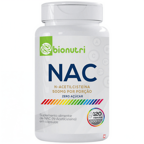 NAC ACETILCISTEINA N-ACETIL L-CISTEÍNA 500MG NA PORÇÃO 120 CÁPSULAS - BIONUTRI