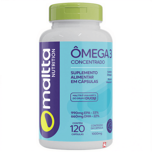 OMEGA 3 CONCENTRADO 1000MG ALTO TEOR DE EPA E DHA 120 CÁPSULAS - MALTTA NUTRTITION