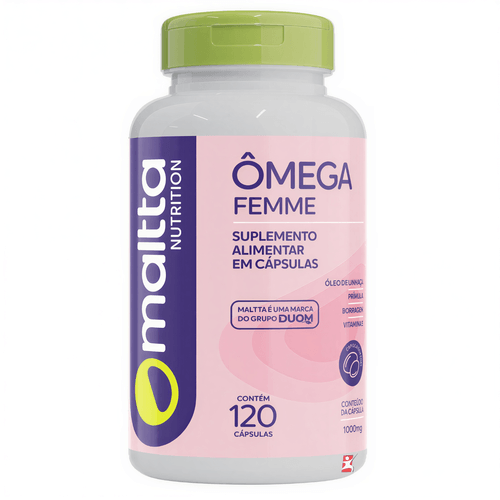 OMEGA FEMME - ÓLEO DE PRÍMULA + BORRAGEM + LINHAÇA COM VITAMINA E 120 CÁPSULAS - MALTTA NUTRITION