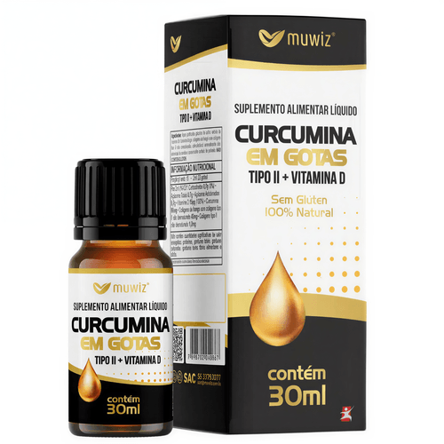 CURCUMINA CURCUMA + COLÁGENO TIPO 2 + VITAMINA D EM GOTAS 30 ML - MUWIZ CURCUMINA CURCUMA + COLÁGENO TIPO 2 + VITAMINA D EM GOTAS 30 ML - MUWIZ