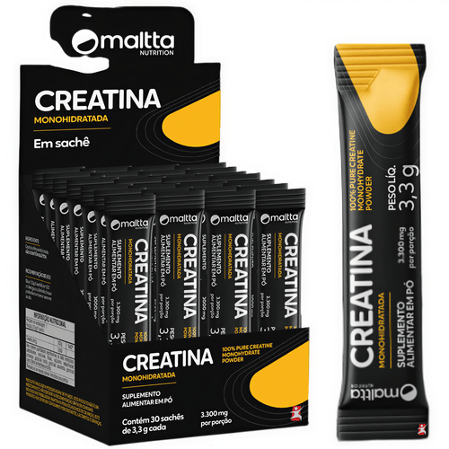CREATINA MONOHIDRATADA PÓ 100% PURA EM SACHÊ 30 UNIDADES DE 3,3G - MALTTA NUTRITION CREATINA MONOHIDRATADA PÓ 100% PURA EM SACHÊ 30 UNIDADES DE 3,3G - MALTTA NUTRITION