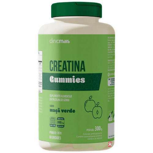 GOMAS DE CREATINA CONCENTRADA 3G POR DOSE SABOR MAÇÃ VERDE 60 GUMMIES - CLINICMAIS