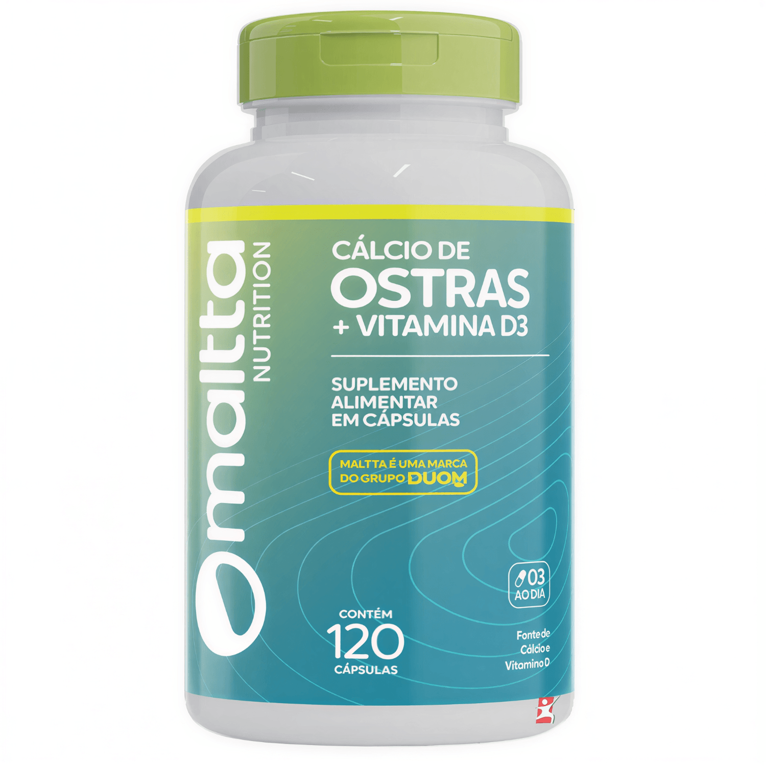 CÁLCIO DE OSTRAS + VITAMINA D3 120 CÁPSULAS SAUDE DOS OSSOS - MALTTA NUTRITION