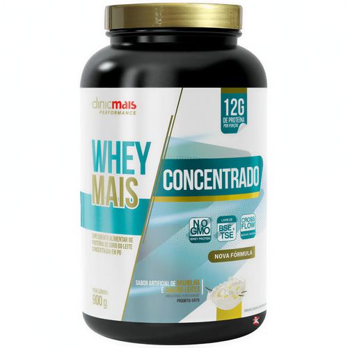 WHEY MAIS CONCENTRADO 12G POR PORÇÃO - QUATRO LEITES E BAUNILHA 900G - CLINICMAIS WHEY MAIS CONCENTRADO 12G POR PORÇÃO - QUATRO LEITES E BAUNILHA 900G - CLINICMAIS
