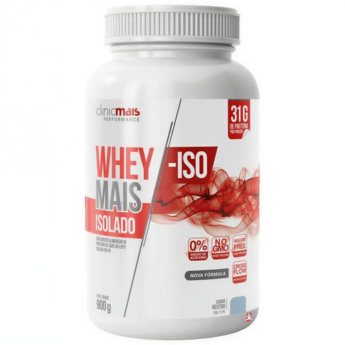 WHEY MAIS ISOLADO 31G DE PROTEÍNA POR PORÇÃO SABOR NEUTRO 900G - CLINICMAIS WHEY MAIS ISOLADO 31G DE PROTEÍNA POR PORÇÃO SABOR NEUTRO 900G - CLINICMAIS