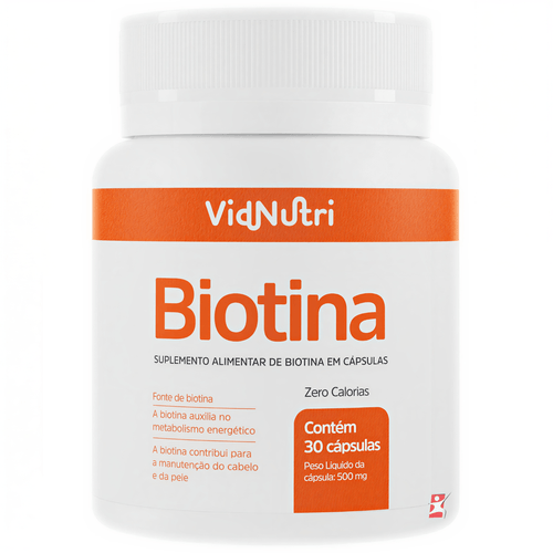 BIOTINA 100% IDR CABELO PELE UNHAS 1 AO DIA 30 CAPSULAS - VIDNUTRI BIOTINA 100% IDR CABELO PELE UNHAS 1 AO DIA 30 CAPSULAS - VIDNUTRI
