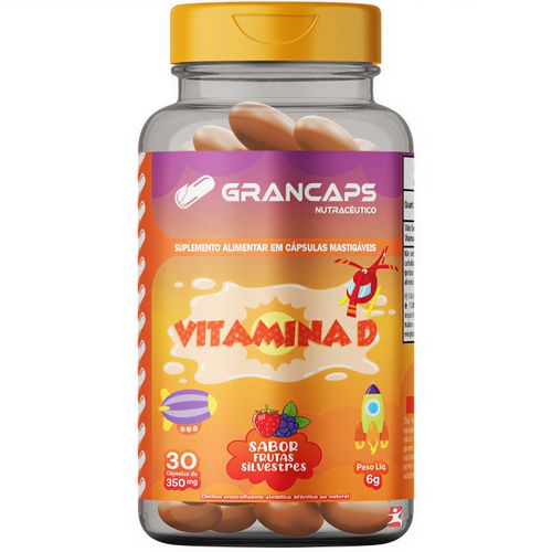 VITAMINA D3 KIDS CONCENTRADA  30 CÁPSULAS MASTIGÁVEIS FRUTA SILVESTRE - GRANCAPS