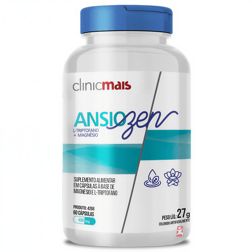 ANSIOZEN - MAGNÉNSIO + L-TRIPTOFANO - FÓRMULA CONCENTRADA 60 CÁPSULAS - CLINICMAIS ANSIOZEN - MAGNÉNSIO + L-TRIPTOFANO - FÓRMULA CONCENTRADA 60 CÁPSULAS - CLINICMAIS