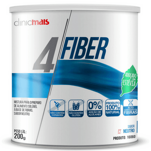 4 FIBER COMPOSTO DE FIBRAS REGULADOR INTESTINAL SOLÚVEL 200G - CLINICMAIS
