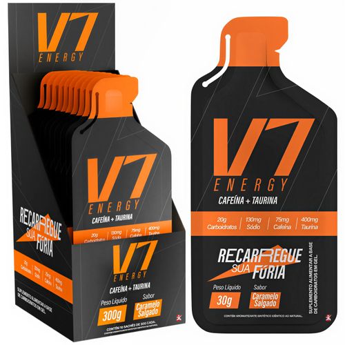 CARBOGEL - CAFEINA + TAURINA + SÓDIO + CARBOIDRATO + VITAMINAS 10 SACHÊS 30G CADA CARAMELO SALGADO - V7 ENERGY CARBOGEL - CAFEINA + TAURINA + SÓDIO + CARBOIDRATO + VITAMINAS 10 SACHÊS 30G CADA CARAMELO SALGADO - V7 ENERGY