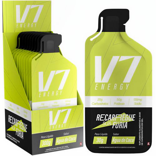 CARBOGEL - CARBOIDRATOS + POTÁSSIO + SÓDIO + VITAMINAS 10 SACHÊS 30G CADA ÁGUA DE COCO - V7 ENERGY CARBOGEL - CARBOIDRATOS + POTÁSSIO + SÓDIO + VITAMINAS 10 SACHÊS 30G CADA ÁGUA DE COCO - V7 ENERGY