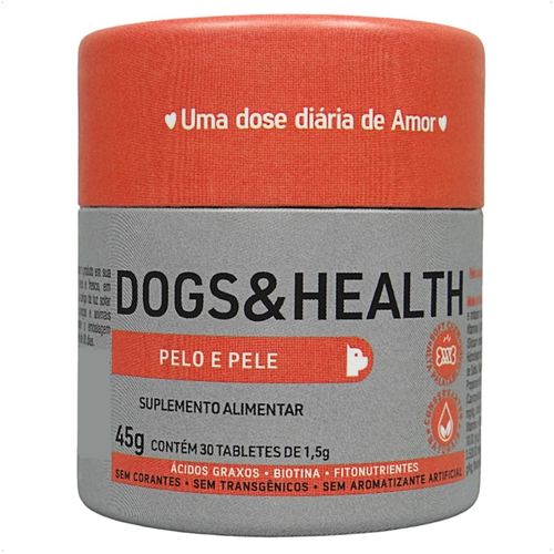 DOGS & HEALTH SUPLEMENTO PARA CÃES PELO E PELE 45G COM 30 TABLETES DOGS CARE DOGS & HEALTH SUPLEMENTO PARA CÃES PELO E PELE 45G COM 30 TABLETES DOGS CARE