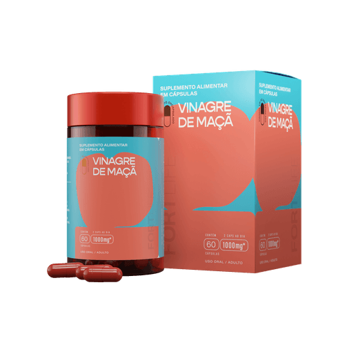 Suplemento Vinagre De Maçã 1000mg Com 60 Cápsulas FortLife