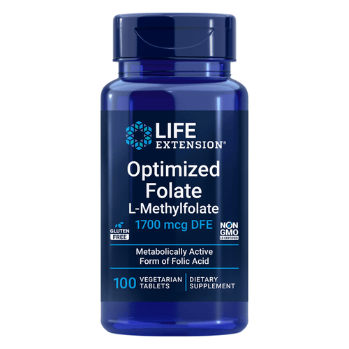 Folato Otimizado 1700mcg DFE 100 Tabletes Life Extension