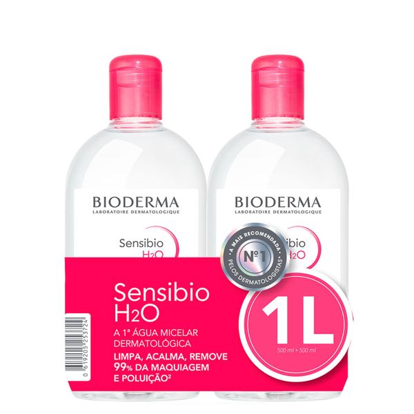 Kit 2 Águas Micelar Facial de Limpeza Bioderma Sensibio H2O 500 ml