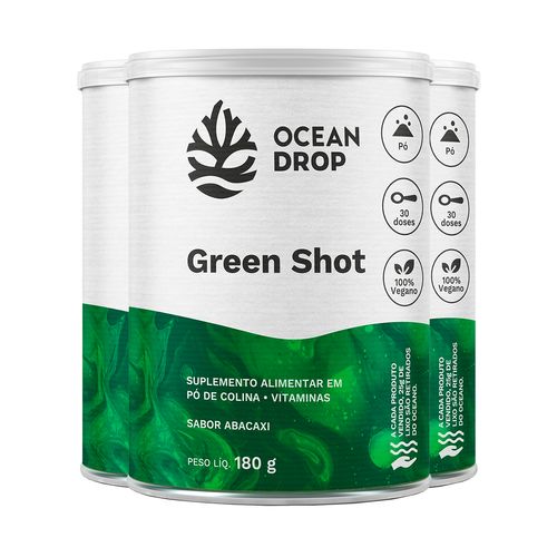 Kit 3 Green Shot Ocean Drop Vegano 180g Sabor Abacaxi Kit 3 Green Shot Ocean Drop Vegano 180g Sabor Abacaxi