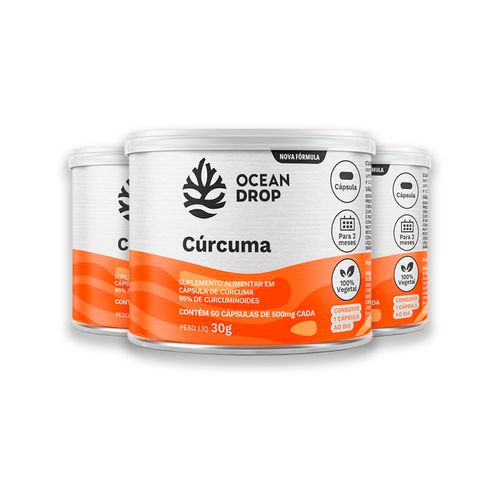 Kit 3 Cúrcuma Ocean Drop 60 Cápsulas Kit 3 Cúrcuma Ocean Drop 60 Cápsulas